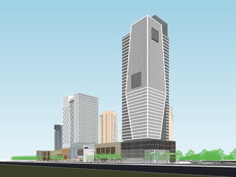  综合社区 新古典高层+现代综合体su模型 