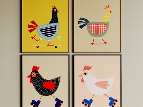  现代挂画 装饰画 儿童挂画 卡通挂画 挂画组合su模型 
