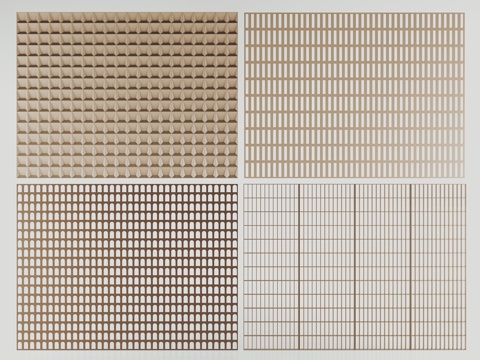  格栅屏风 木屏风 不锈钢屏风 金属屏风 玻璃屏风3d模型 