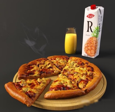  披萨 饮料 食物3d模型 