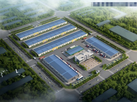  现代厂房  物流园  工业园区3d模型 