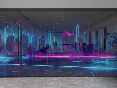  现代玻璃隔断3d模型 