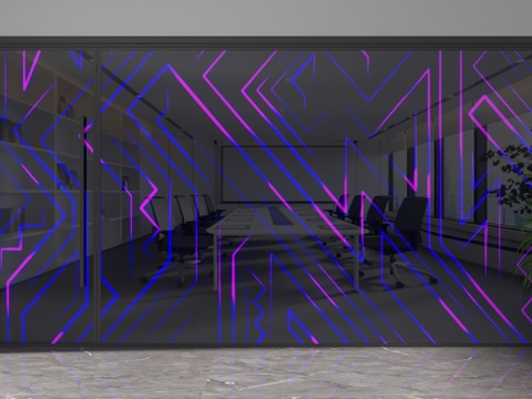  现代玻璃隔断3d模型 
