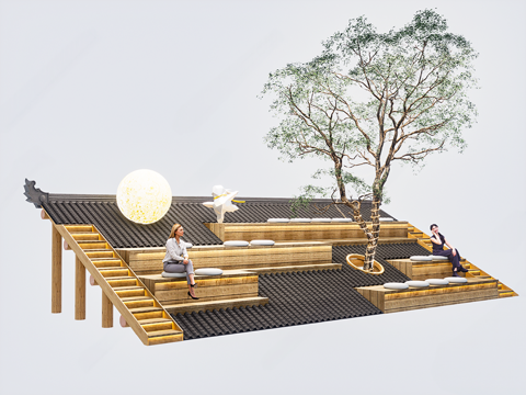  景观座椅 户外座椅 屋顶座椅 网红座椅 休息空间3d模型 
