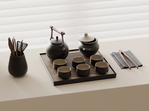  新中式茶具 茶壶3d模型 