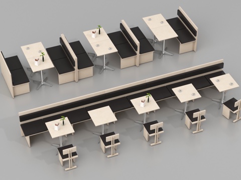  卡座沙发  餐厅卡座 咖啡厅卡座3d模型 
