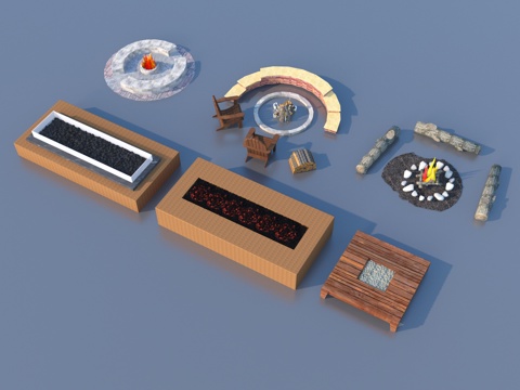  篝火 火盆 灶台 围炉3d模型 