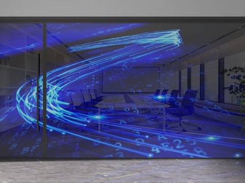  现代玻璃隔断3d模型 