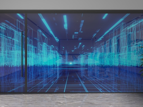  现代玻璃隔断3d模型 