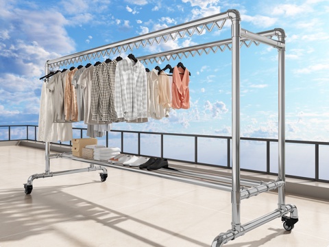  晾衣架 阳台挂衣架 天台晾衣杆 衣服 服饰3d模型 