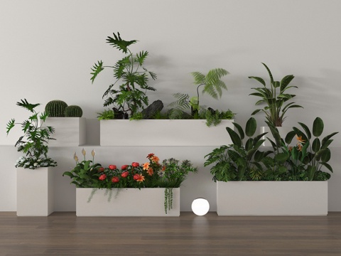  花槽 绿植 花箱 花草 花坛3d模型 