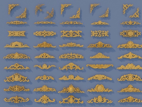  欧式雕花 浮雕3d模型 