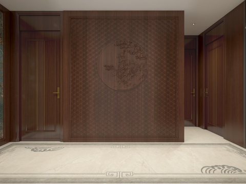  新中式走廊过道3d模型 