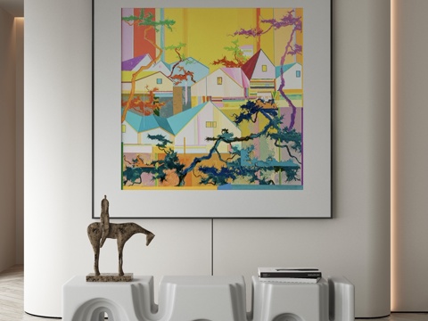  现代侘寂挂画 油画3d模型 
