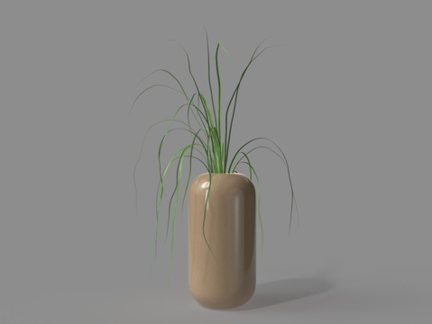  现代陶瓷柱形黄色花瓶3d模型 