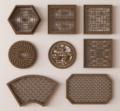  窗户 镂空窗 雕花窗 花格窗3d模型 