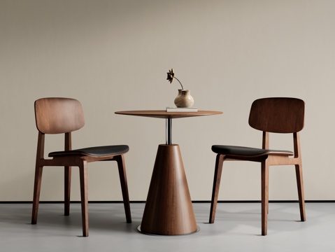 现代中古休闲桌椅 咖啡店桌椅 洽谈桌椅 餐桌椅 茶几su模型