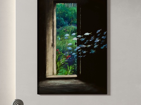  现代，简约，抽象，轻奢，装饰画3d模型 