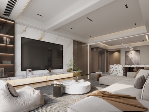  现代客餐厅3d模型 