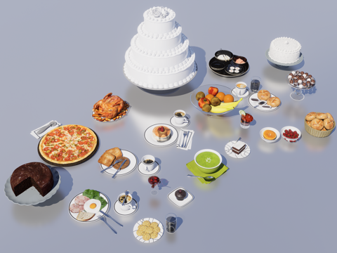  西餐食物3d模型 