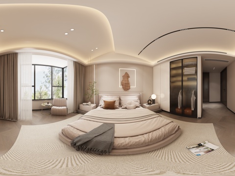 现代卧室全景3d模型