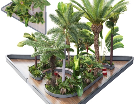  现代公园局部景观3d模型 