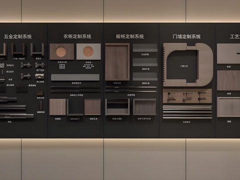  现代极简家居专卖店 工艺展示墙 五金展示墙 材料展示墙 选材su模型 