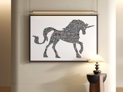  现代黑白涂鸦画3d模型 