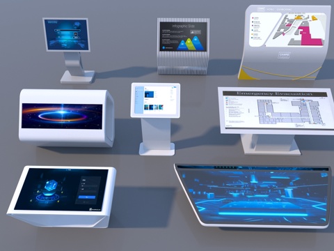  现代自助服务一体机3d模型 