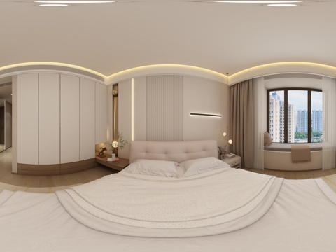 现代卧室全景3d模型