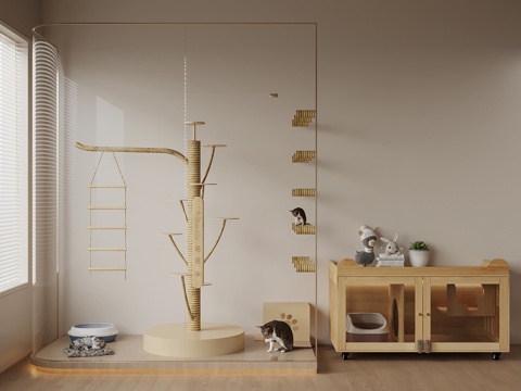 现代猫爬架 宠物用品 宠物3d模型 