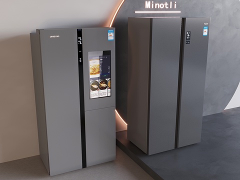  双开门冰箱冰柜3d模型 