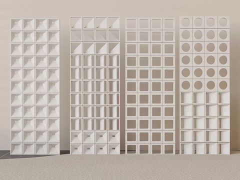  石膏隔断组合 镂空隔断 镂空石膏砖 空心砖景墙3d模型 