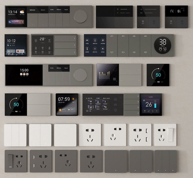 开关 插座 控制面板 智能开关su模型 