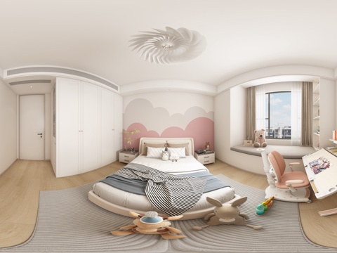 现代女儿房全景3d模型