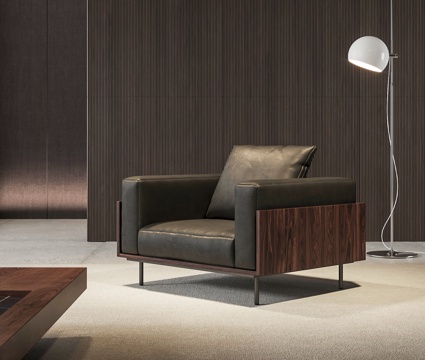  Minotti Brasilia皮革单人沙发 沙发椅 落地灯3d模型 