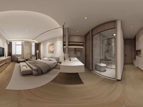 现代卧室全景3d模型