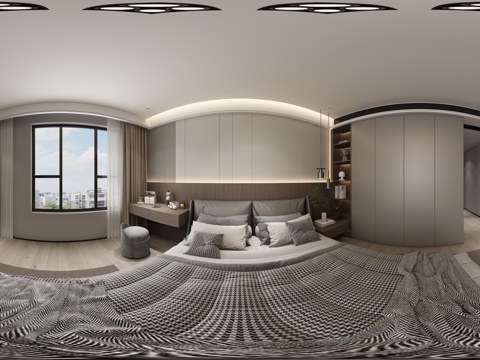 现代卧室全景3d模型