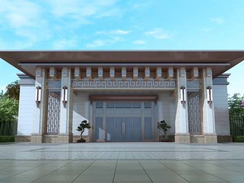  中式建筑大门  景观大门入口3d模型 