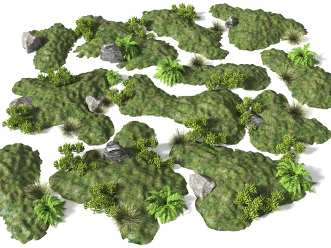  现代庭院微地形 草坡 小山包 土坡 堆坡 山体地形 公园微地su模型 