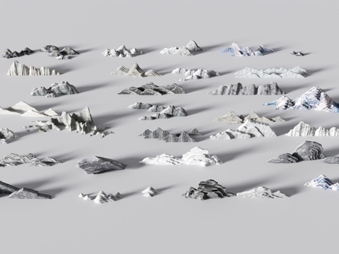  新中式假山 雪浪石 山形石 景观石 石头 石片 山形3d模型 