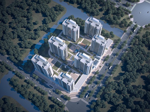  现代住宅 安置房 高层住宅3d模型 