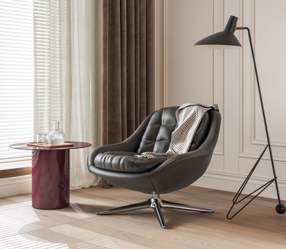 Minotti Kendall 沙发椅 皮革单人沙发 落地灯3d模型 