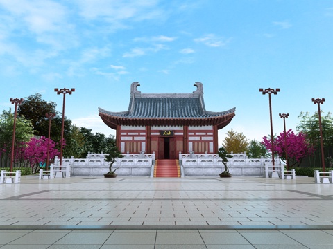  中式古建   商业街3d模型 