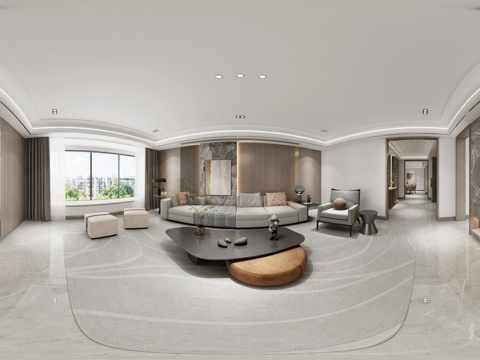 现代轻奢客餐厅全景3d模型