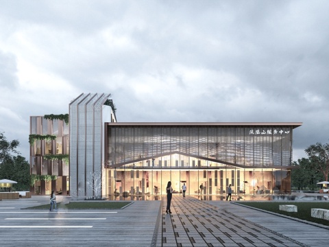  现代现代游客中心 建筑外观su模型 