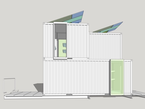  集装箱建筑 集装箱休息驿站 临时建筑su模型 