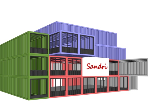  集装箱建筑 集装箱临时建筑su模型 