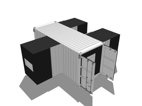  集装箱建筑 集装箱休息驿站 临时建筑su模型 