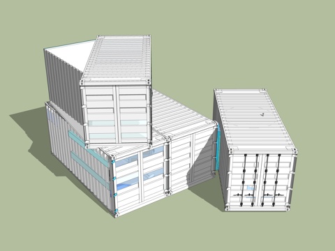  集装箱建筑 集装箱休息驿站 临时建筑 集装箱活动场地su模型 